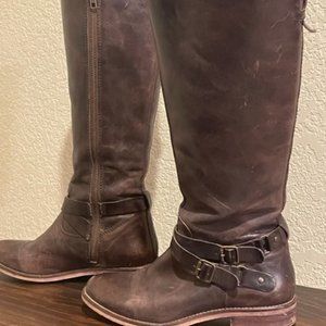 Hinge Dark Brown Leather Boots 8.5